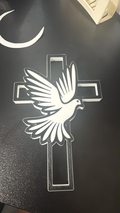 3D cross featuring a graceful dove in flight