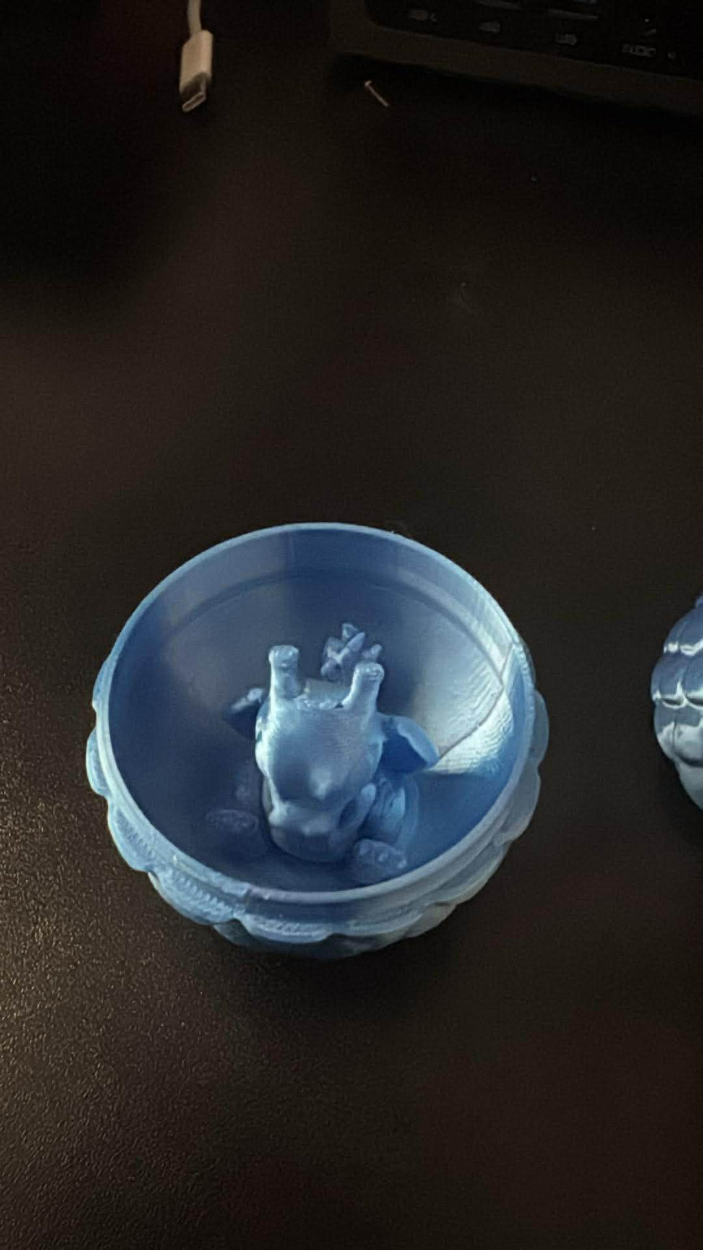 3D Printed Dragon Egg with Mini Dragon Figurine