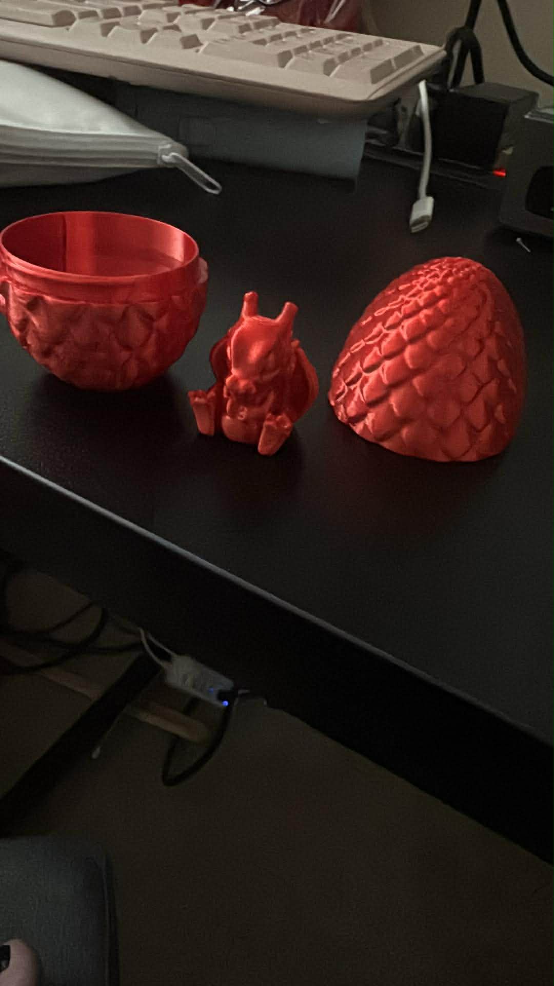 3D Printed Dragon Egg with Mini Dragon Figurine
